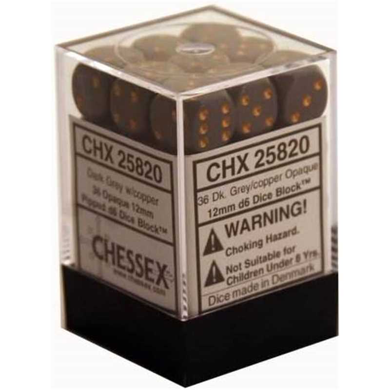 Cheesex 12mm d6 Grey w/copper Dice Set
