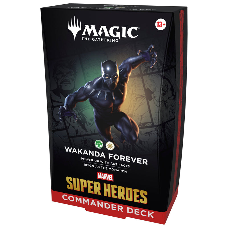 Magic The Gathering Marvel Wakanda Forever Commander Deck cu T'Challa Black Panther pe copertă