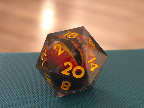 Zar D20 33mm Dragon's Eye Red