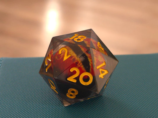 Zar D20 33mm Dragon's Eye Red