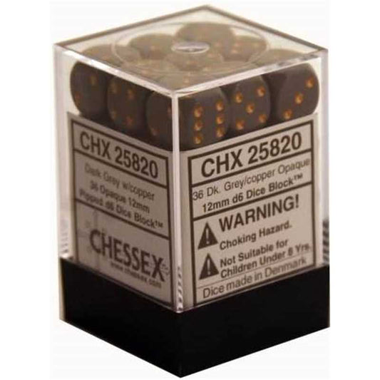 Cheesex 12mm d6 Grey w/copper Dice Set